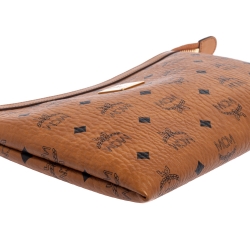 MCM Cognac Visetos Coated Canvas Pouch 
