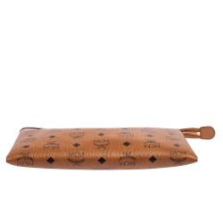 MCM Cognac Visetos Coated Canvas Pouch 