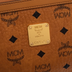MCM Cognac Visetos Coated Canvas Pouch 