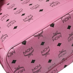 Pre Owned MCM Pink Visetos Coated Canvas and Leather Stud Stark Backpack