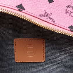 Pre Owned MCM Pink Visetos Coated Canvas and Leather Stud Stark Backpack