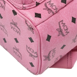 Pre Owned MCM Pink Visetos Coated Canvas and Leather Stud Stark Backpack