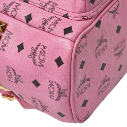 Pre Owned MCM Pink Visetos Coated Canvas and Leather Stud Stark Backpack