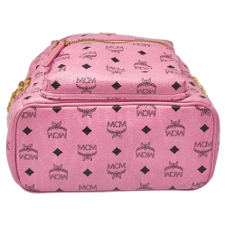 Pre Owned MCM Pink Visetos Coated Canvas and Leather Stud Stark Backpack