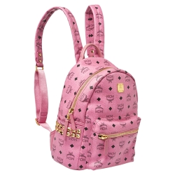 Pre Owned MCM Pink Visetos Coated Canvas and Leather Stud Stark Backpack