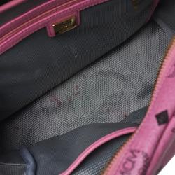 Pre Owned MCM Pink Visetos Coated Canvas and Leather Stud Stark Backpack