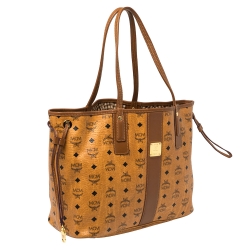 Pre Owned MCM Tan Visetos Coated Canvas Liz Reversible Tote