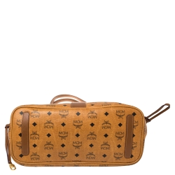 Pre Owned MCM Tan Visetos Coated Canvas Liz Reversible Tote