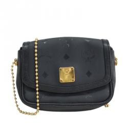 Pre Owned MCM Black Leather Crossbody 