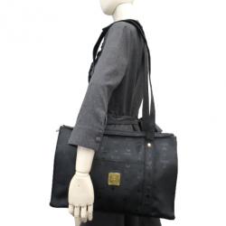 Pre Owned MCM Black Visetos Leather Shoulder Bag