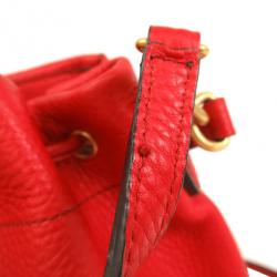 MCM Red Leather Drawstring Hobo