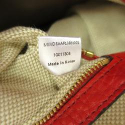 MCM Red Leather Drawstring Hobo
