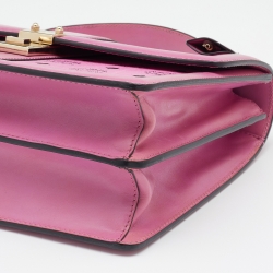 Pre Owned MCM Pink Cognac Viscos Coated Canvas and Leather Top Handle Bag