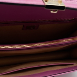 Pre Owned MCM Pink Cognac Viscos Coated Canvas and Leather Top Handle Bag