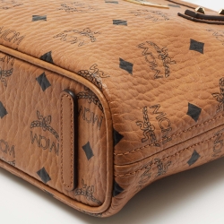 Pre Owned MCM Tan Visetos Coated Canvas and Leather Mini Anya Zip Tote