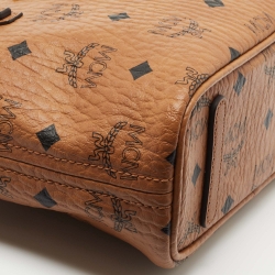 Pre Owned MCM Tan Visetos Coated Canvas and Leather Mini Anya Zip Tote