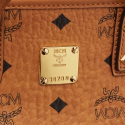 Pre Owned MCM Tan Visetos Coated Canvas and Leather Mini Anya Zip Tote