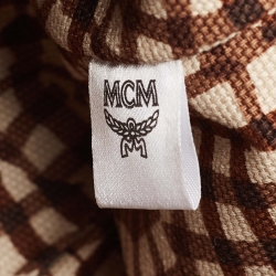 Pre Owned MCM Tan Visetos Coated Canvas and Leather Mini Anya Zip Tote