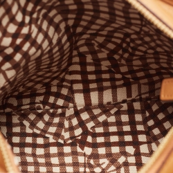 Pre Owned MCM Tan Visetos Coated Canvas and Leather Mini Anya Zip Tote