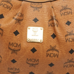 MCM Cognac Visetos Coated Canvas and Leather Hobo