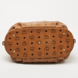 MCM Cognac Visetos Coated Canvas and Leather Hobo