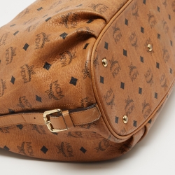 MCM Cognac Visetos Coated Canvas and Leather Hobo