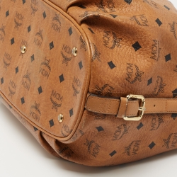 MCM Cognac Visetos Coated Canvas and Leather Hobo