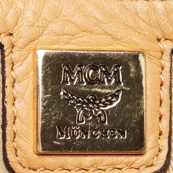 MCM Cognac Visetos Coated Canvas and Leather Hobo