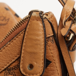 MCM Cognac Visetos Coated Canvas and Leather Hobo
