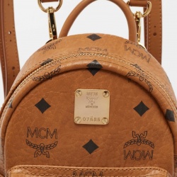 MCM Brown Visetos Coated Canvas X-Mini Bebe Boo Backpack