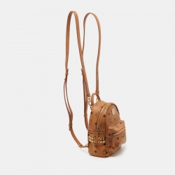 MCM Brown Visetos Coated Canvas X-Mini Bebe Boo Backpack