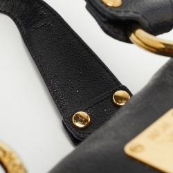 Pre Owned MCM Black Leather Studded Boston Satchel