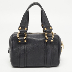 Pre Owned MCM Black Leather Studded Boston Satchel