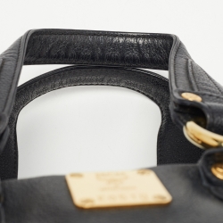 Pre Owned MCM Black Leather Studded Boston Satchel