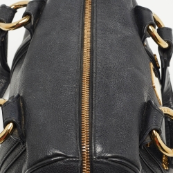 Pre Owned MCM Black Leather Studded Boston Satchel