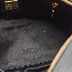 Pre Owned MCM Black Leather Studded Boston Satchel