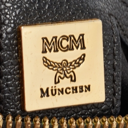 Pre Owned MCM Black Leather Studded Boston Satchel