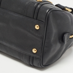 Pre Owned MCM Black Leather Studded Boston Satchel