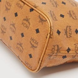 MCM Brown Visetos Coated Canvas and Leather Stripe Tote