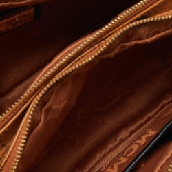 MCM Tan Visetos Coated Canvas and Leather Double Zip Camera Crossbody Bag