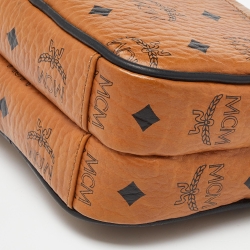 MCM Tan Visetos Coated Canvas and Leather Double Zip Camera Crossbody Bag