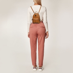 MCM Cognac Visetos Coated Canvas and Leather Mini Studded Stark-Bebe Boo Backpack