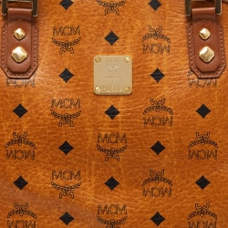 Pre Owned MCM Cognac Visetos Coated Canvas and Leather Dome Satchel