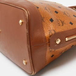 Pre Owned MCM Cognac Visetos Coated Canvas and Leather Dome Satchel