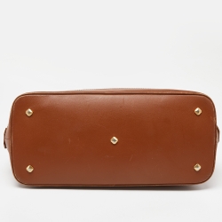 Pre Owned MCM Cognac Visetos Coated Canvas and Leather Dome Satchel