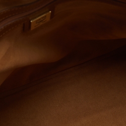 Pre Owned MCM Cognac Visetos Coated Canvas and Leather Dome Satchel