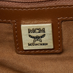 Pre Owned MCM Cognac Visetos Coated Canvas and Leather Dome Satchel