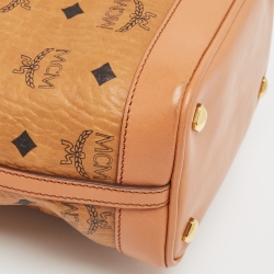MCM Cognac Visetos Coated Canvas and Leather Mini Drawstring Bucket Bag