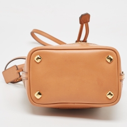MCM Cognac Visetos Coated Canvas and Leather Mini Drawstring Bucket Bag