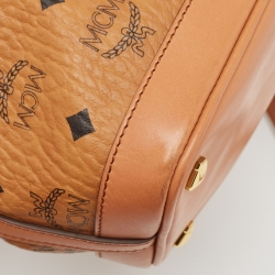 MCM Cognac Visetos Coated Canvas and Leather Mini Drawstring Bucket Bag